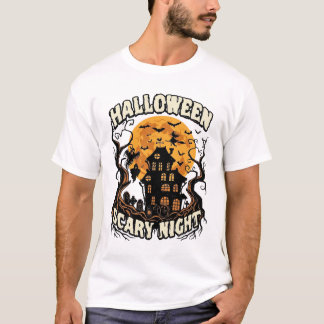 Halloween Skräcknatt Spökhus Fullmåne Häxa T Shirt