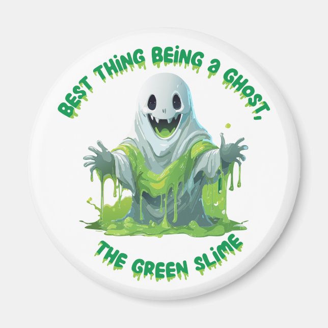 Halloween Skräckslig Spöke Täckt Med Grön Slem Magnet (Framsidan)
