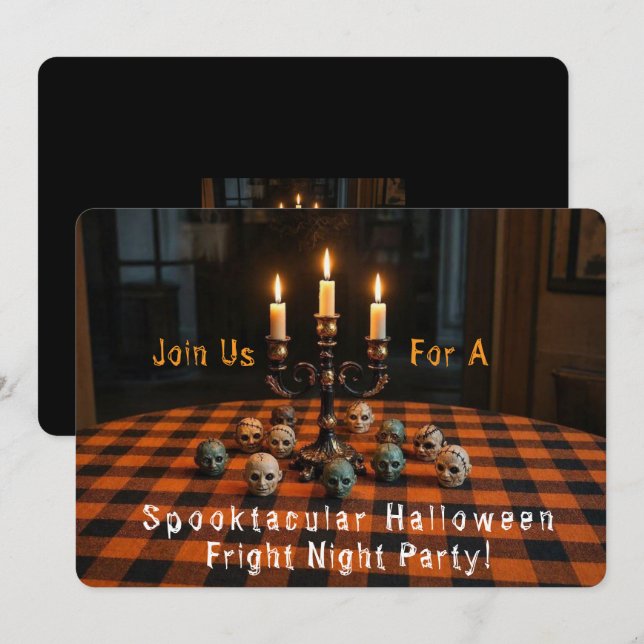 HALLOWEEN SKRÄCKSPETTACEL INBJUDNINGAR (Fram/baksida)