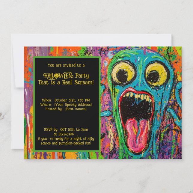 Halloween Skräm-O-Rama Party Inbjudningar (Framsida)