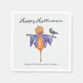 Halloween-skrämman med pumpa pappersservett