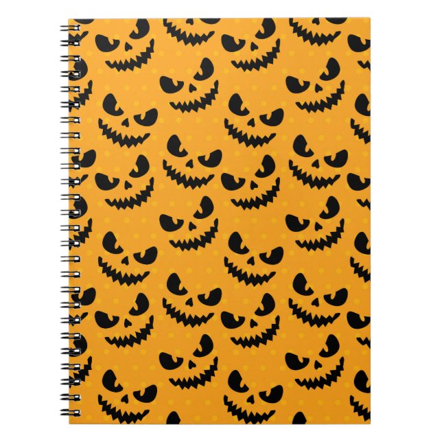 Halloween: skrämmande ansikte, vintage stil. anteckningsbok (Framsidan)