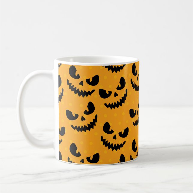 Halloween: skrämmande ansikte, vintage stil. kaffemugg (Vänster)