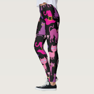 Halloween-skrämmande Black cat-lila dekorativ Leggings