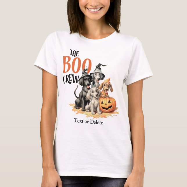 Halloween Skrämmande Boo Hundar Besättning Spöklik T Shirt (Framsida)