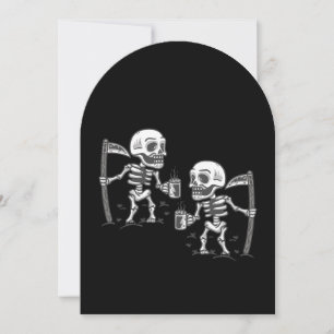halloween skrämmande grim-baksida skelettkaffe inbjudningar