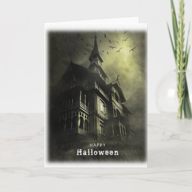 Halloween skrämmande hus kort (Framsida)