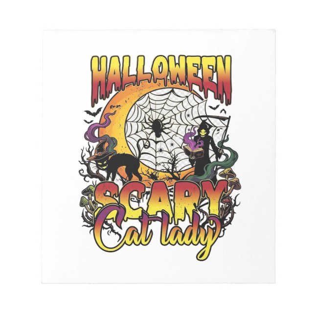 Halloween Skrämmande Kattdam Grim Reaper Moon Magi Anteckningsblock (Framsida)