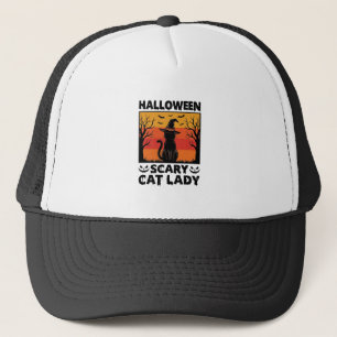 Halloween Skrämmande Kattdam Vintage Gravyr T-Shir Keps