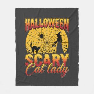 Halloween Skrämmande Kattdam Witches Spindelnät Fleecefilt