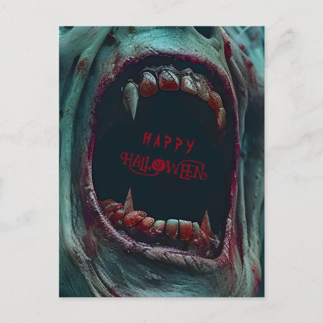   HALLOWEEN SKRÄMMANDE MONSTERKOSTYMPARTY VYKORT (Framsida)