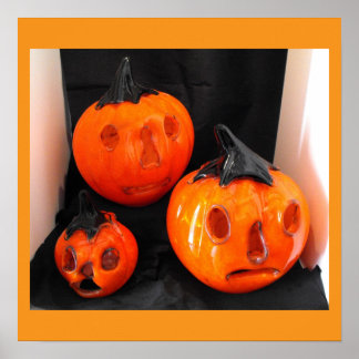 Halloween skrämmande orange pumpor poster