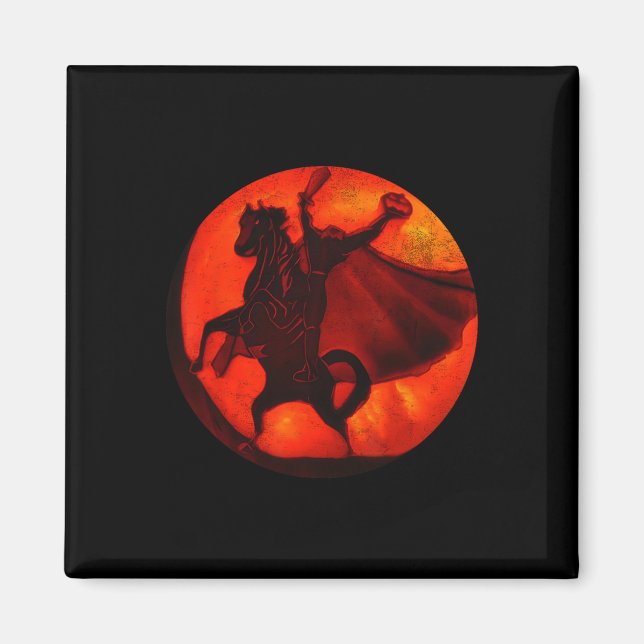 Halloween-skrämmande pumpa med huvudlöst horseman  magnet (Framsidan)