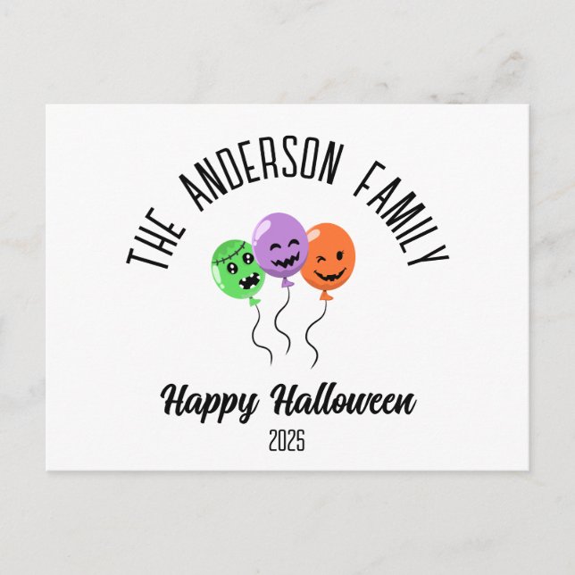 Halloween skrämmande pumpaballonger med personligt helg vykort (Framsida)