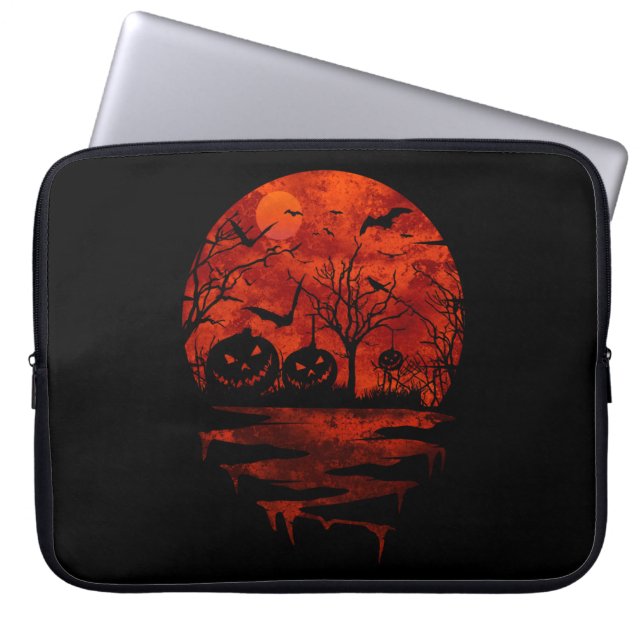 HALLoween skrämmande röd måne Laptop Fodral (Framsidan)