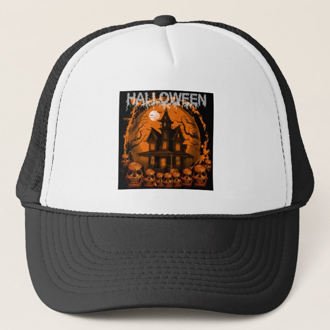 HALLoween SKRÄMMANDE SPÖKHUS DÖDSSKALLAR Keps (Framsida)