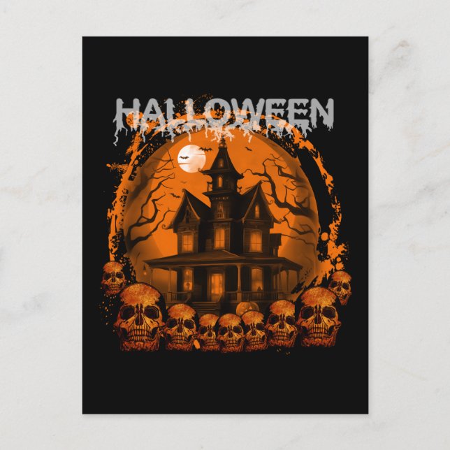 HALLoween SKRÄMMANDE SPÖKHUS DÖDSSKÄLLOR Vykort (Framsida)