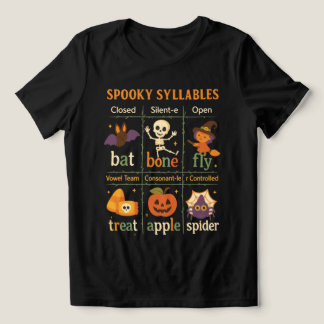 Halloween ”Skrämmande stavelse” -affisch – Kul kla T Shirt
