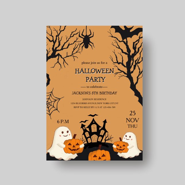 Halloween, skrämmande, unik barn-födelsedagsinbjud inbjudningar (Skapare uppladdad)
