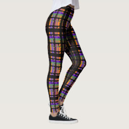 Halloween Skrämmande Virvel Plaid Leggings