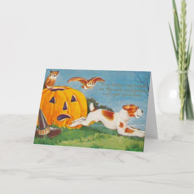 Halloween skrämmde hunden kort (Framsida)