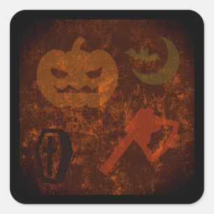 Halloween Skrämmer på Eerie Background Fyrkantigt Klistermärke