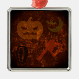 Halloween Skrämmer på Eerie Background Julgransprydnad Metall