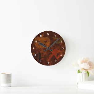 Halloween Skrämmer på Eerie Background Wall Clock Rund Klocka