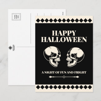 Halloween Skrattande Döskallar Kul och Rädsla Helg Vykort