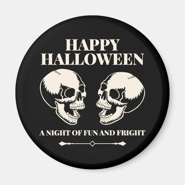 Halloween Skrattande Döskallar Kul och Rädsla Magnet (Framsidan)
