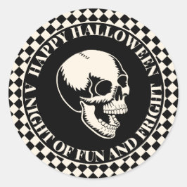 Halloween Skrattande Döskallar Kul och Skräck Runt Klistermärke