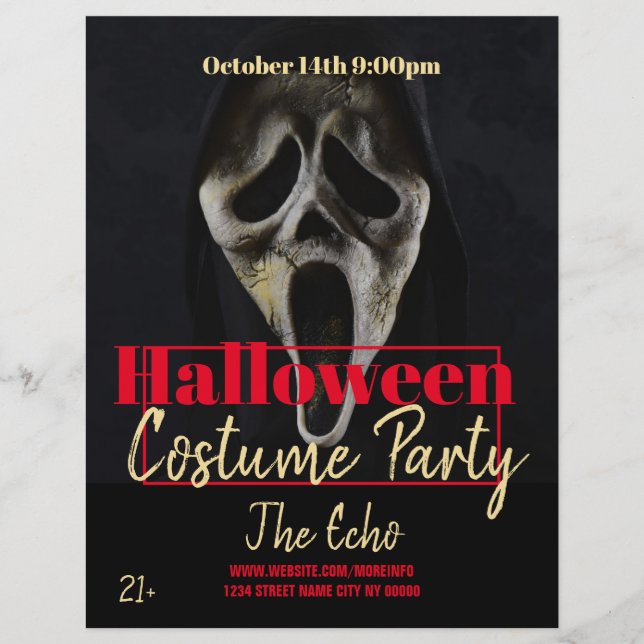 Halloween Skriker Skräck Kostym Fest Event Flyer (Framsidan)