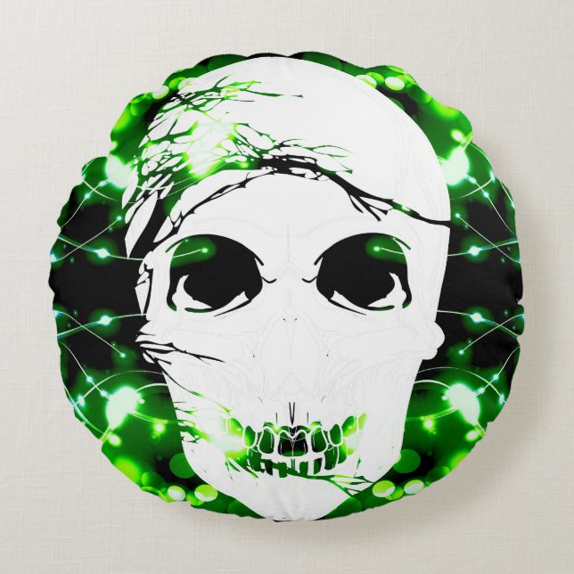 Halloween Skull #8 Rund Kudde (Framsidan)