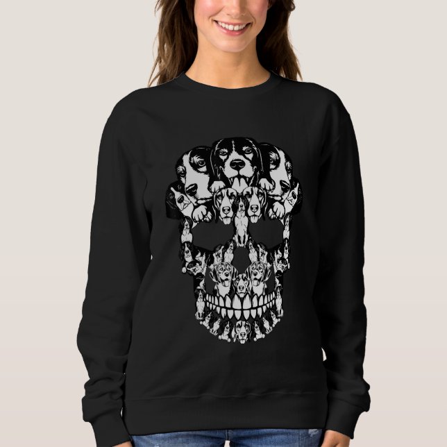 Halloween Skull Beagle Hund-skräckstugor T Shirt (Framsida)