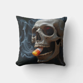 Halloween Skull Biting Candy corn Kudde