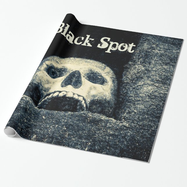 Halloween Skull Black Spot Presentpapper (Utrullad)