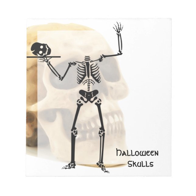 Halloween Skull Bone Skeleton Anteckningsblock (Framsida)