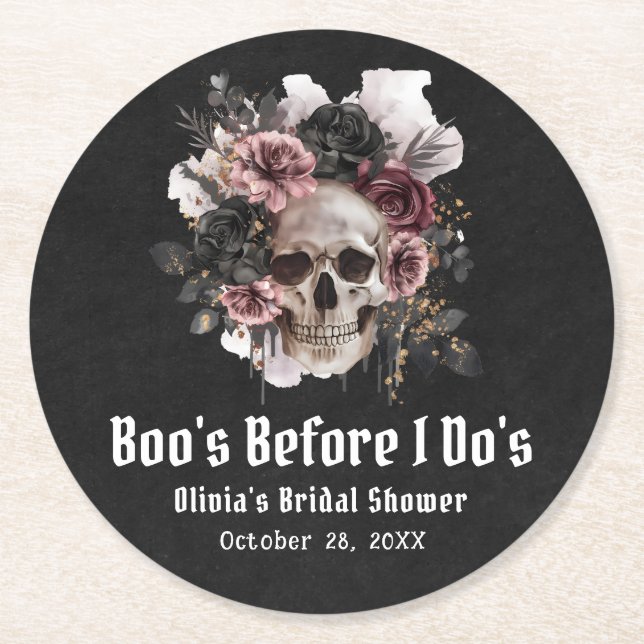 Halloween Skull Boo är innan jag gör Möhippa Underlägg Papper Rund (Framsidan)