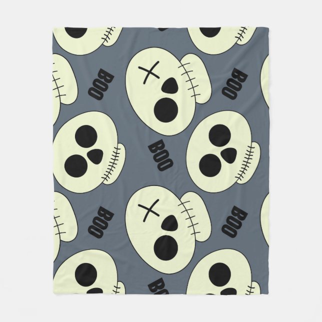 Halloween Skull, Boo Childisdisch Design. Fleecefilt (Framsidan)