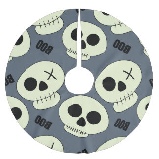 Halloween Skull, Boo Childisdisch Design. Julgransmatta Borstad Polyester