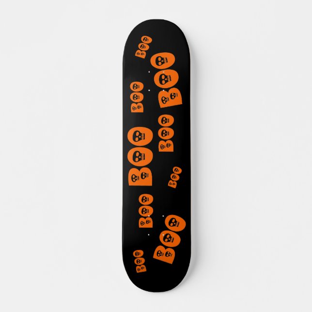 Halloween Skull "Boo" Skateboard Bräda 21,5 Cm (Framsida)
