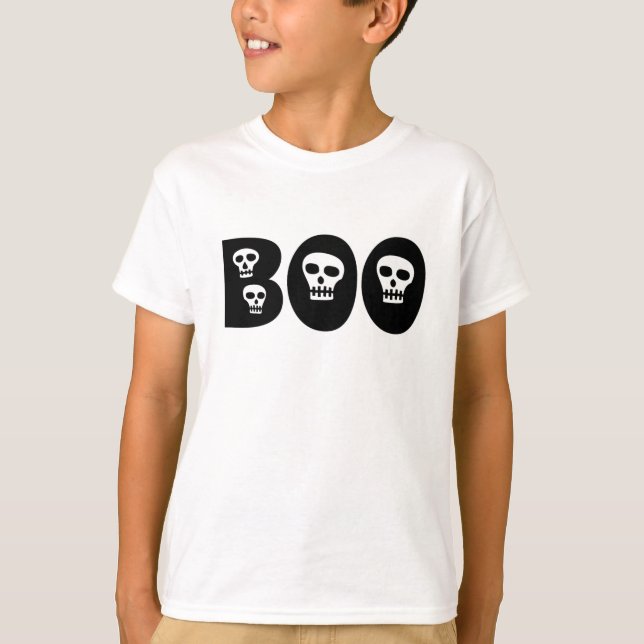 Halloween Skull "Boo" T-shirt (Framsida)