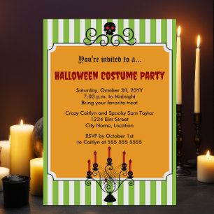 Halloween Skull Candelabra Costume Party Inbjudningar