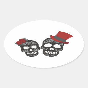 Halloween Skull Classic Round Sticker Ovalt Klistermärke