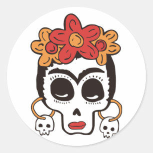 Halloween Skull Classic Round Sticker Runt Klistermärke