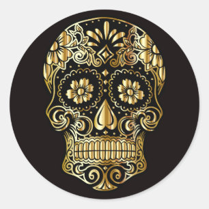 Halloween Skull Classic Round Sticker Runt Klistermärke