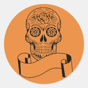 Halloween Skull Classic Round Sticker Runt Klistermärke