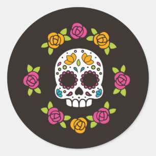 Halloween Skull Classic Round Sticker Runt Klistermärke