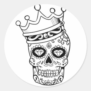 Halloween Skull Classic Round Sticker Runt Klistermärke