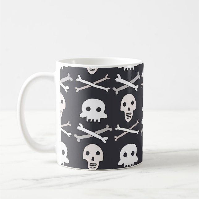 Halloween Skull Colorful Mönster Kaffemugg (Vänster)